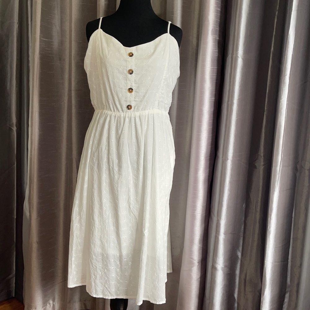 Elegant White Button-Down Dress